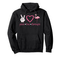 Peace Love Flamingo Hand Sign Heart Hoodie - Minimalist Print Men Women - T-Shirt, Sweatshirt, Hoodie