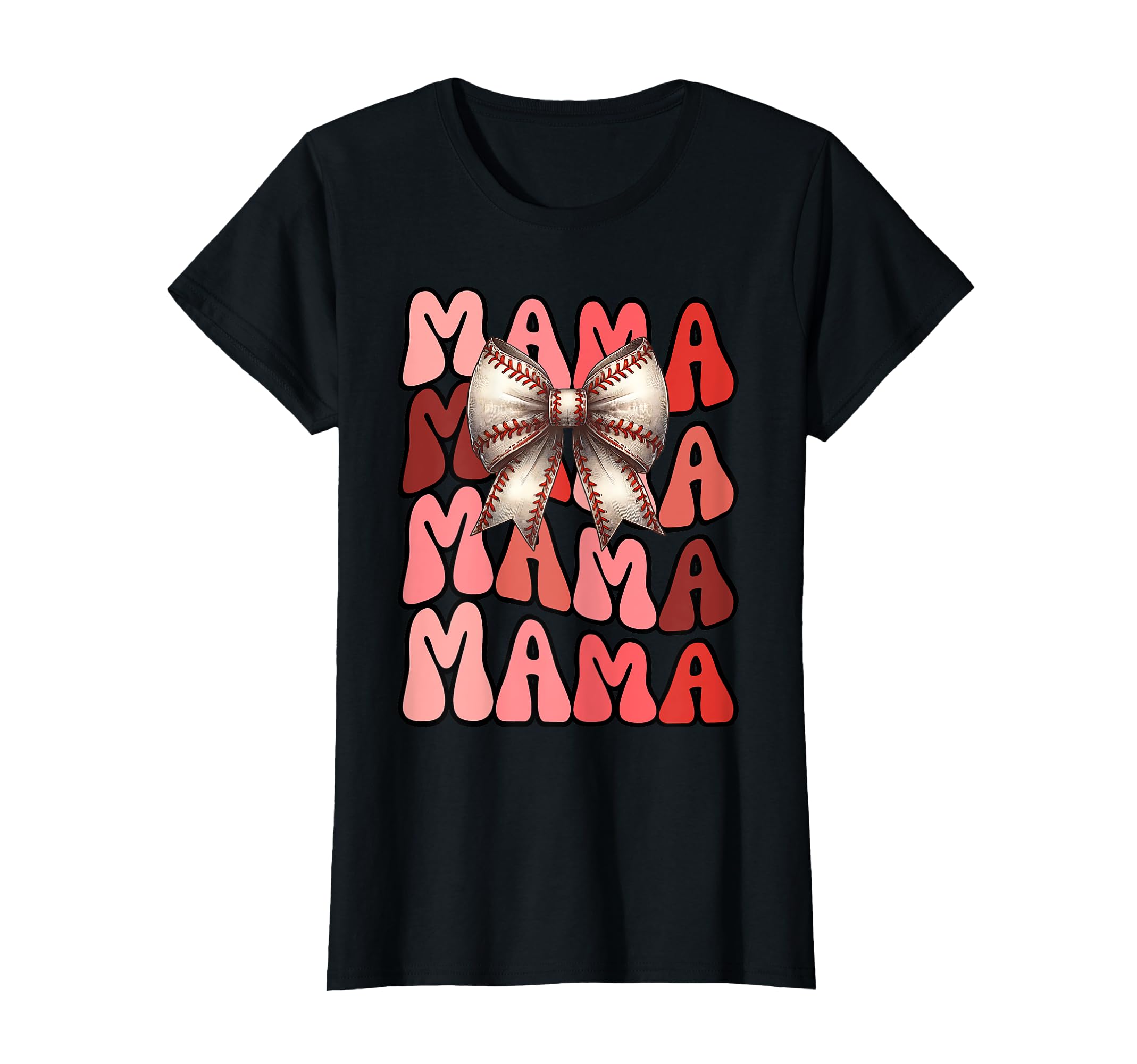 Groovy Mama Baseball Coquette Stitch Bow T-Shirt - Novelty Apparel Unisex - T-Shirt, Sweatshirt, Hoodie