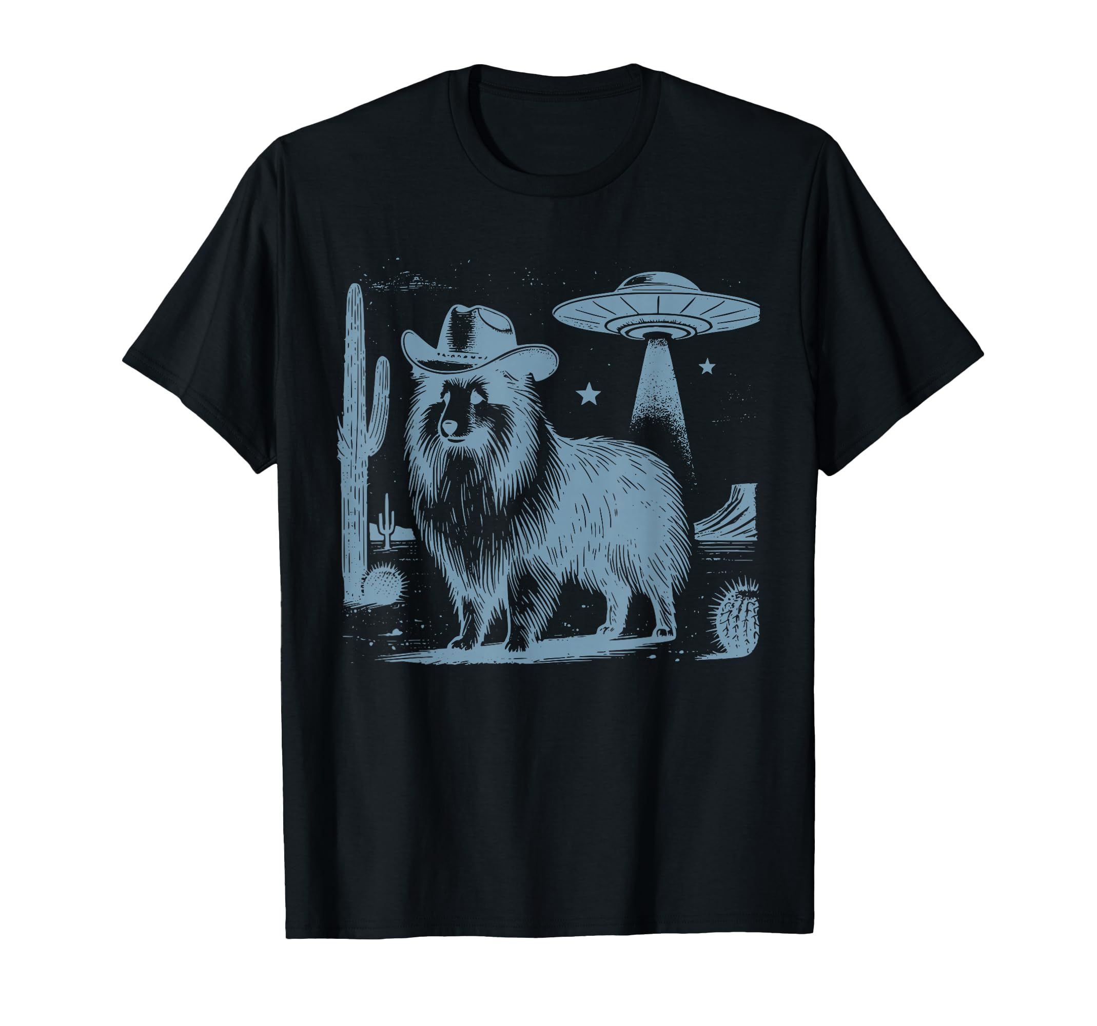 Shetland Sheepdog Sheltie Cowboy Ufo T-Shirt - Trendy Graphic for Adults - T-Shirt, Sweatshirt, Hoodie