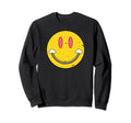 Happy Smile Distressed Yellow Sweatshirt - Fun Novelty Design for Adults - T-Shirt, Sweatshirt, Hoodie