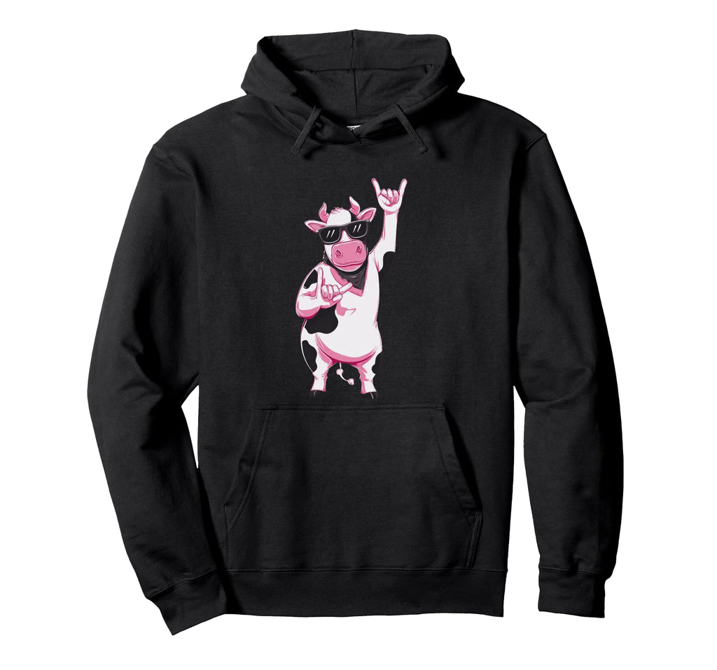 Cow Bandana Double Rock Signs Punk Hoodie - Minimalist Print Men Women - T-Shirt, Sweatshirt, Hoodie