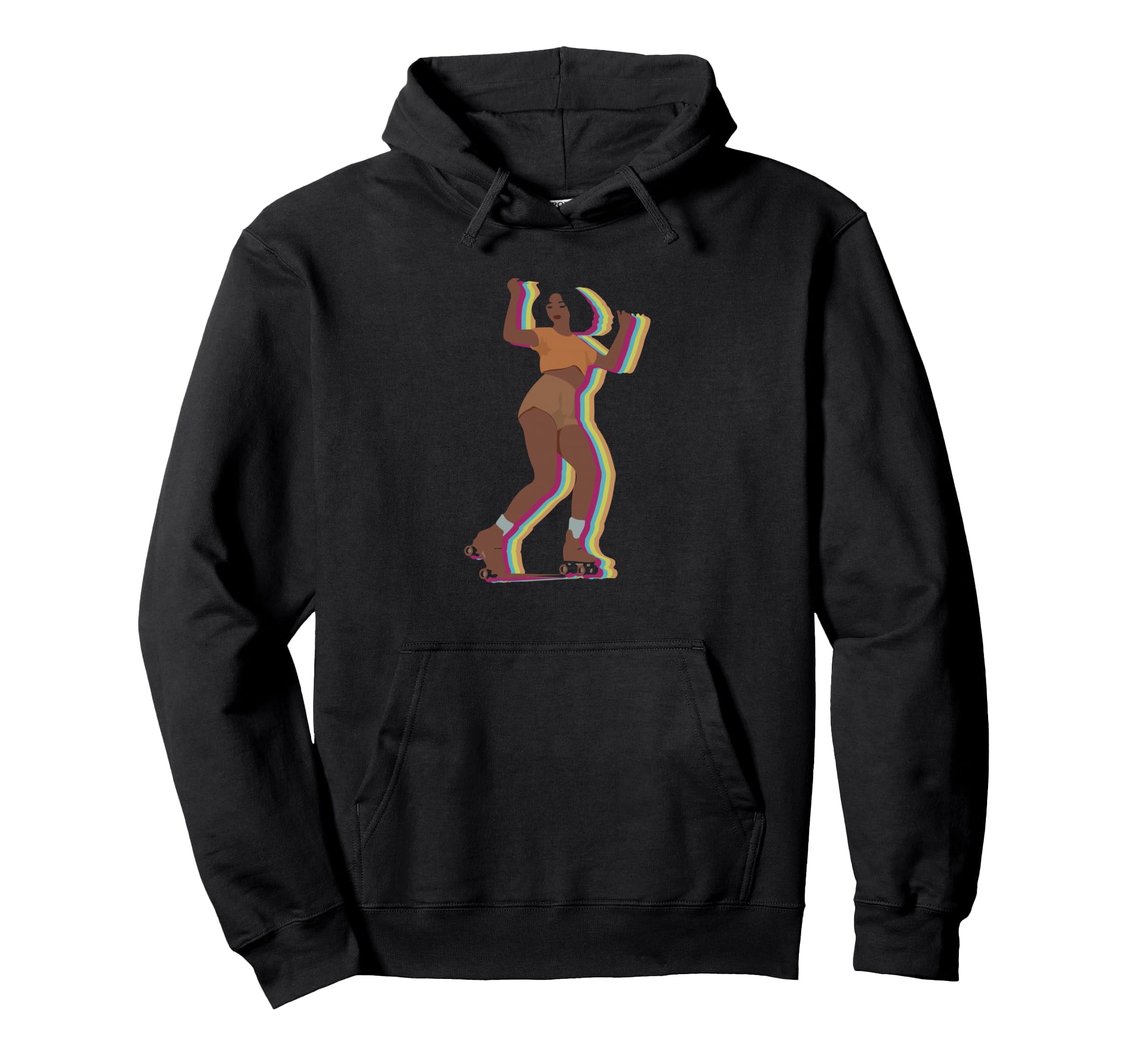 Womens 70S 80S Roller Skating Afro Hoodie - Unique Graphic for Adults - T-Shirt, Sweatshirt, Hoodie