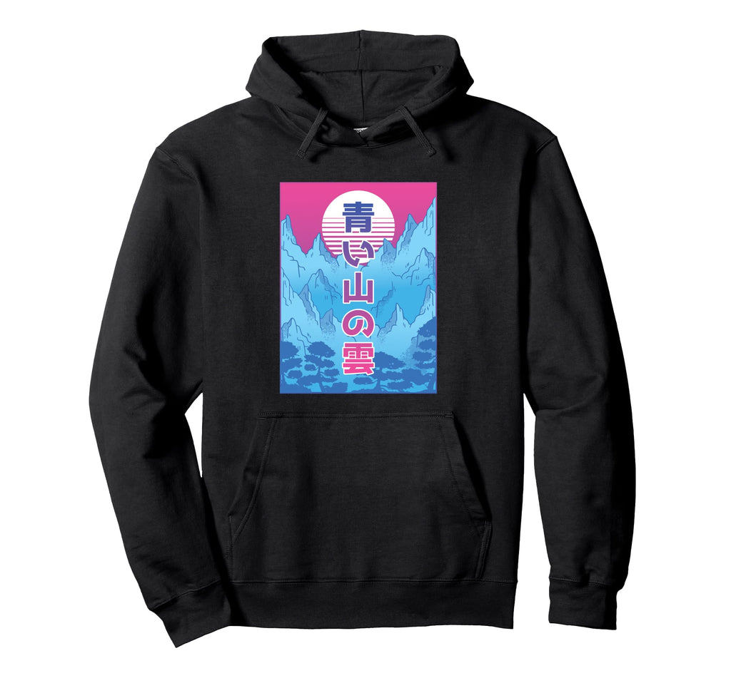 Vaporwave Blue Mountain Clouds Hoodie - Fun Novelty Design for Adults - T-Shirt, Sweatshirt, Hoodie