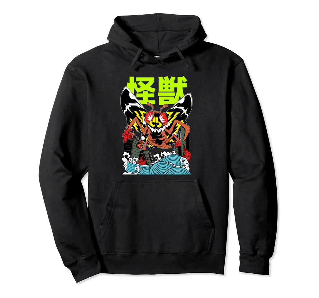 Anime Monster Moth Kanji Grunge Japan Hoodie - Fun Novelty Design Unisex - T-Shirt, Sweatshirt, Hoodie