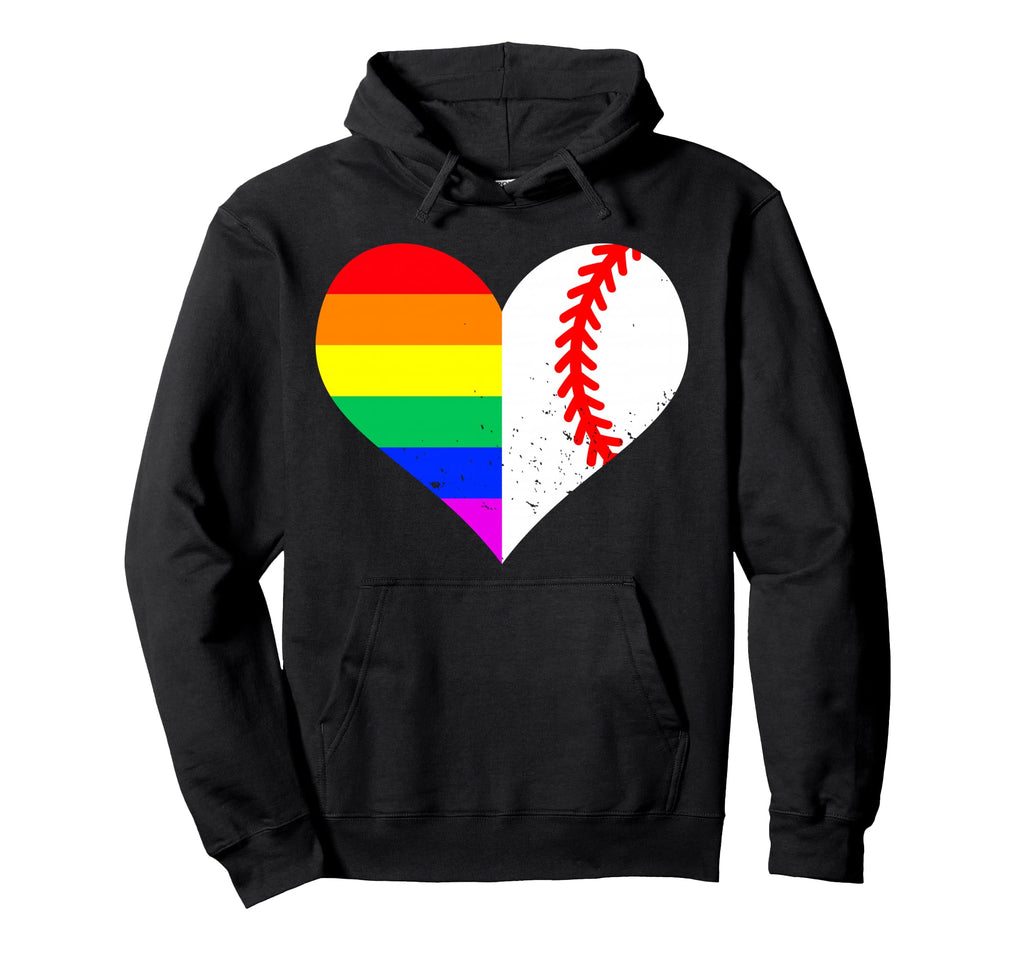 Baseball Lgbt Pride Heart Funny Hoodie - Casual Everyday Wear for Adults - T-Shirt, Sweatshirt, Hoodie