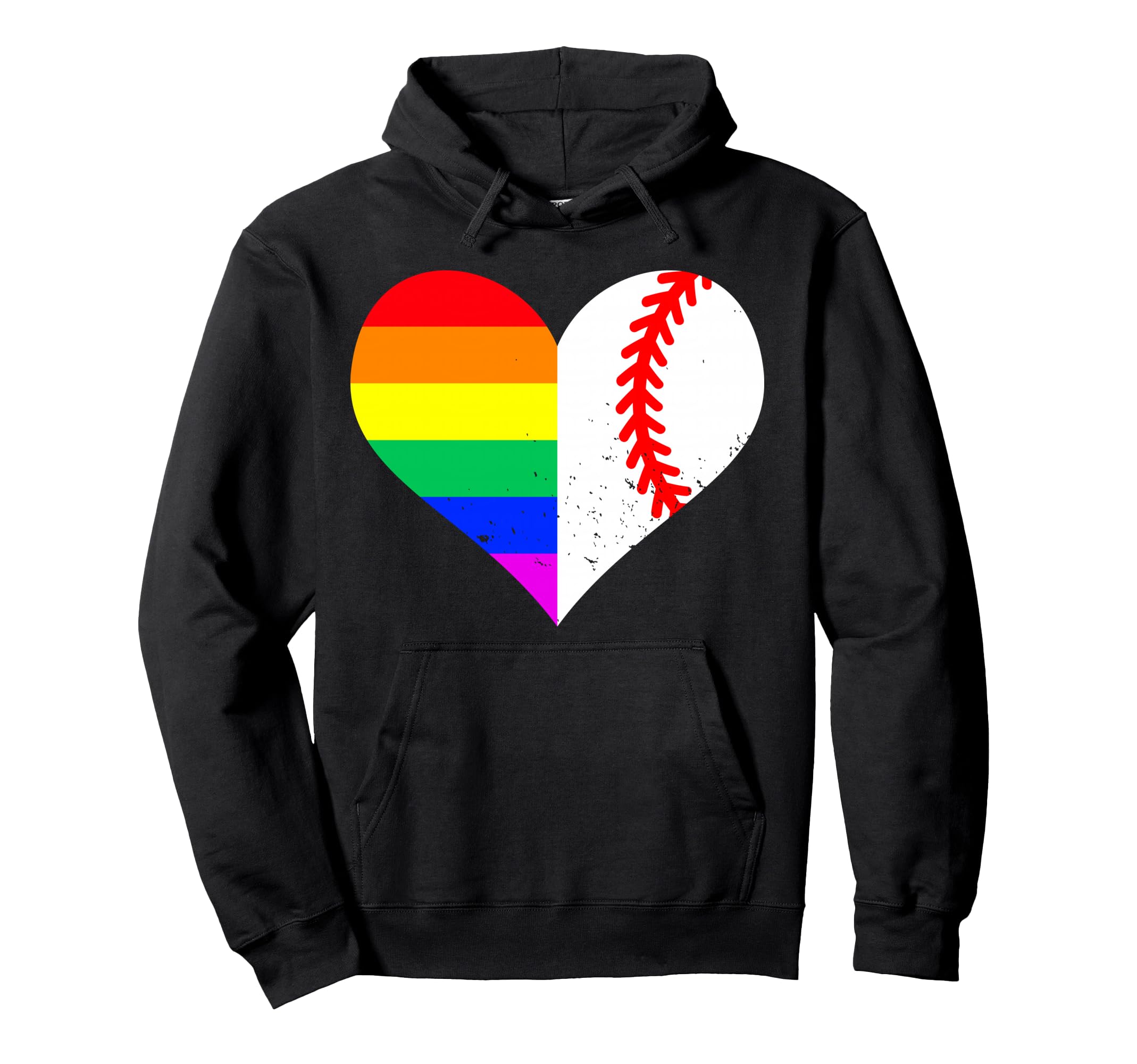 Baseball Lgbt Pride Heart Funny Hoodie - Casual Everyday Wear for Adults - T-Shirt, Sweatshirt, Hoodie