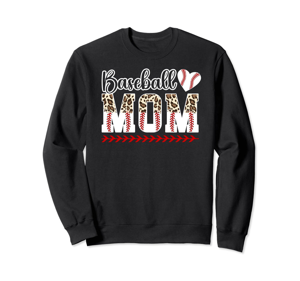 Baseball Mom Leopard Mom Baseball Sweatshirt - Casual Everyday Wear Unisex - T-Shirt, Sweatshirt, Hoodie