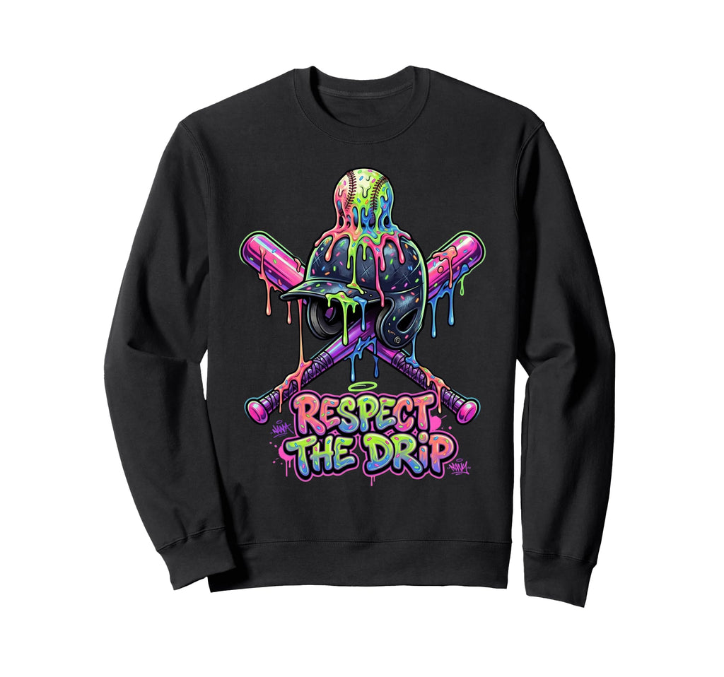 Respect Drip Baseball Ice Cream Sweatshirt - Fun Novelty Design for Adults - T-Shirt, Sweatshirt, Hoodie