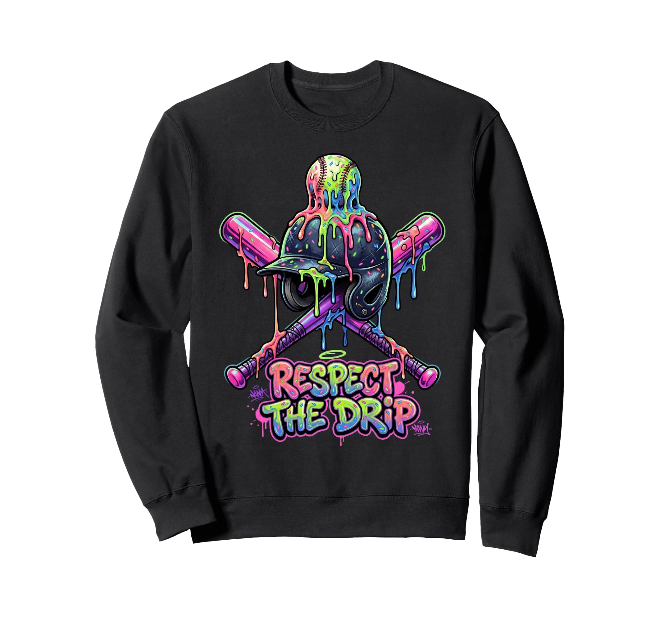 Respect Drip Baseball Ice Cream Sweatshirt - Fun Novelty Design for Adults - T-Shirt, Sweatshirt, Hoodie