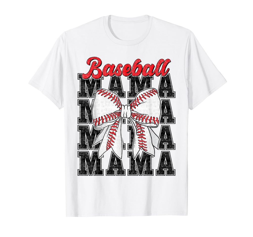 Baseball Mama Coquette Bow Game Day T-Shirt - Custom Art Print Unisex - T-Shirt, Sweatshirt, Hoodie