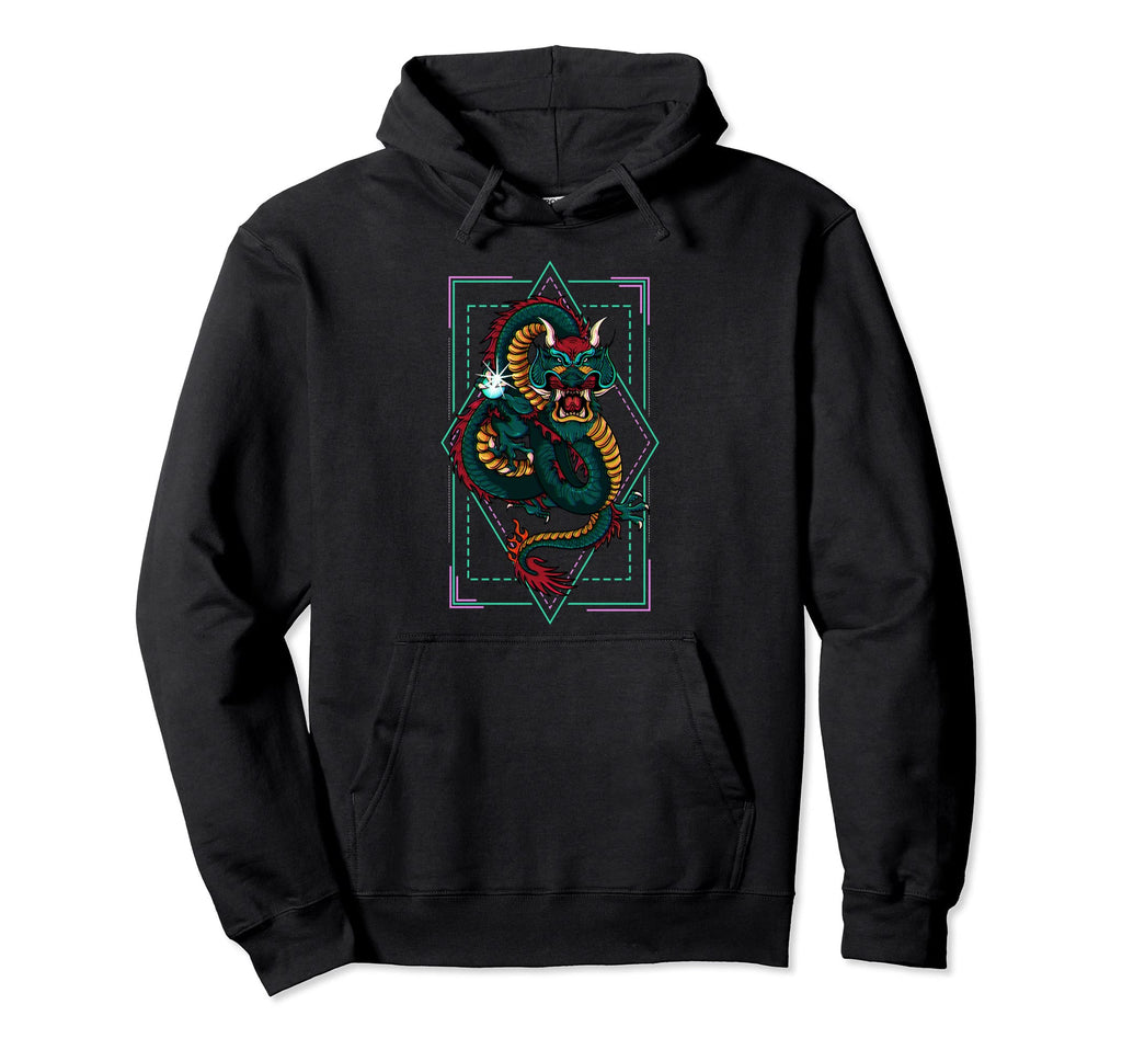 Japanese Aesthetic Dragon Vaporwave Hoodie - Minimalist Print Men Women - T-Shirt, Sweatshirt, Hoodie