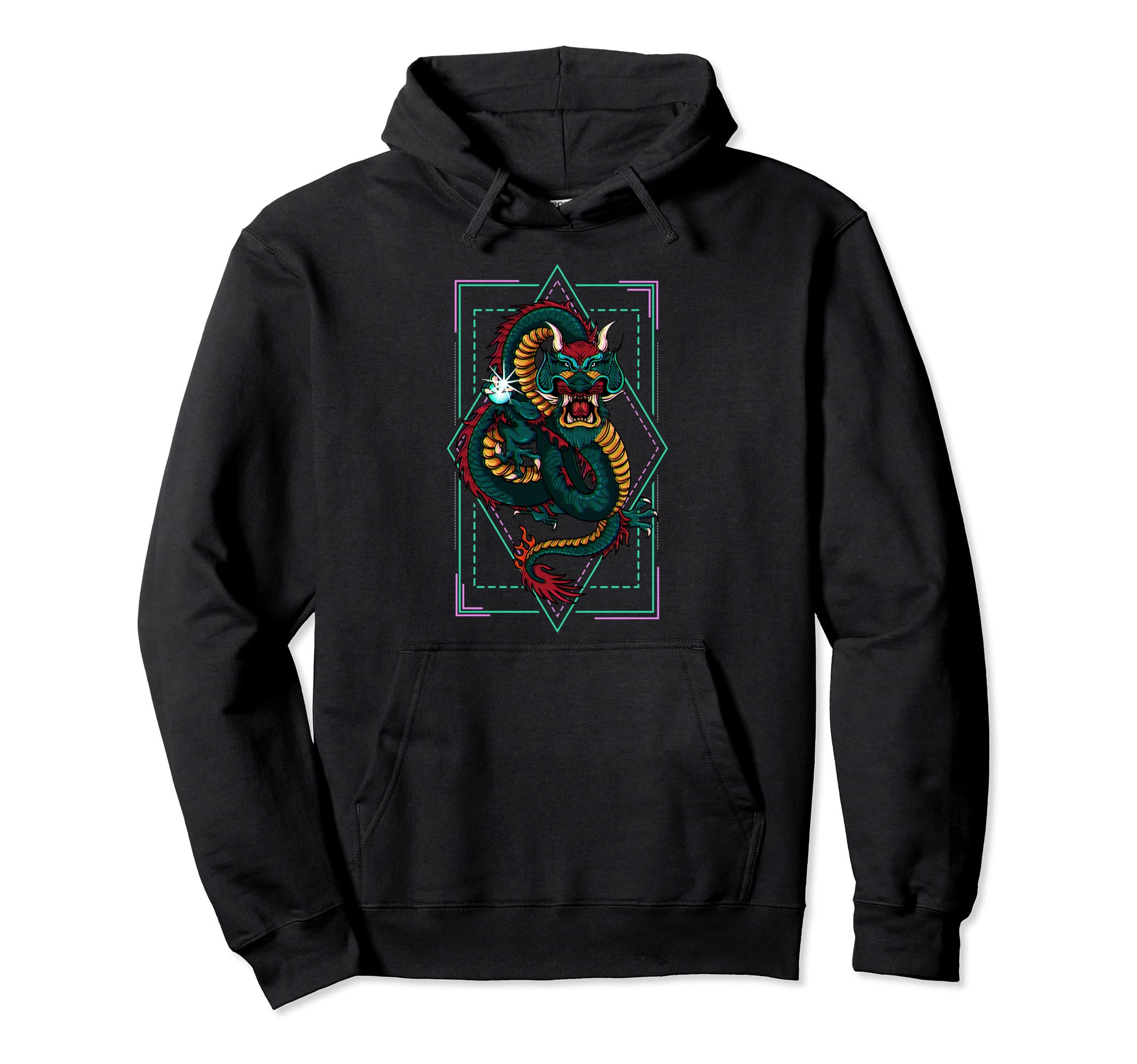 Japanese Aesthetic Dragon Vaporwave Hoodie - Minimalist Print Men Women - T-Shirt, Sweatshirt, Hoodie