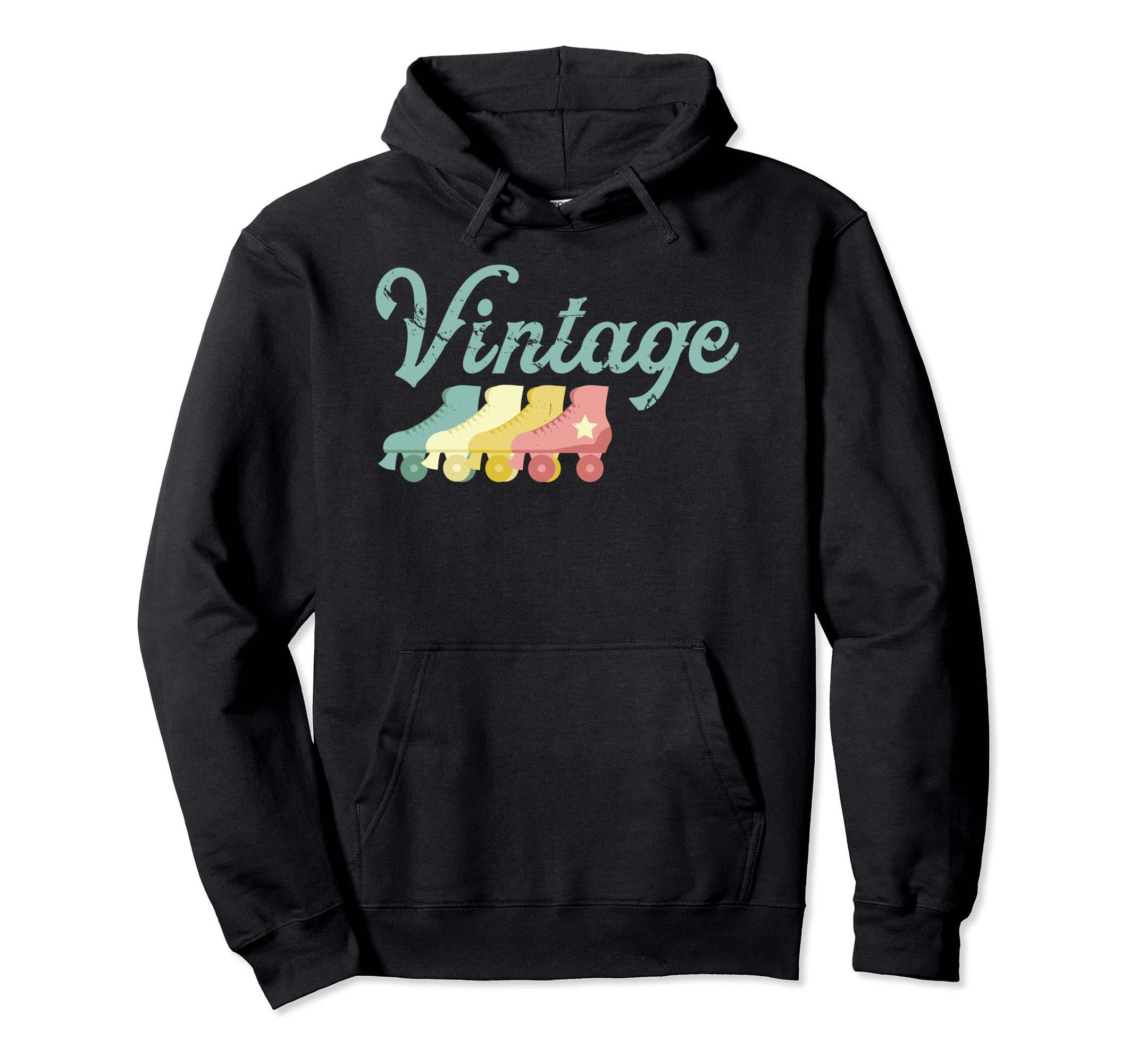 Roller Skates Grunge Distressed Hoodie - Custom Art Print Men Women - T-Shirt, Sweatshirt, Hoodie