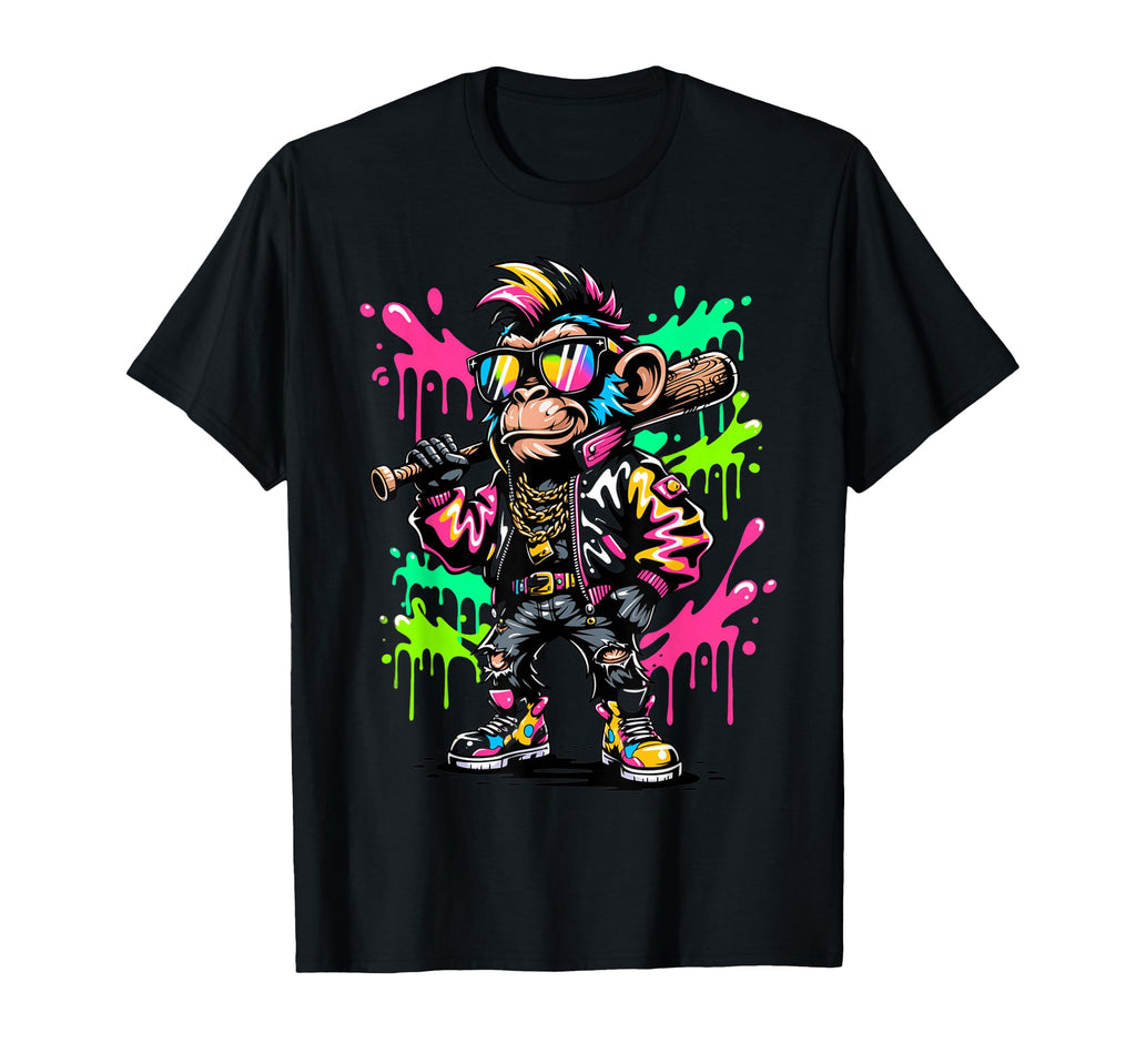 Monkey Baseball Drip Funny Animal T-Shirt - Streetwear Style Men Women - T-Shirt, Sweatshirt, Hoodie