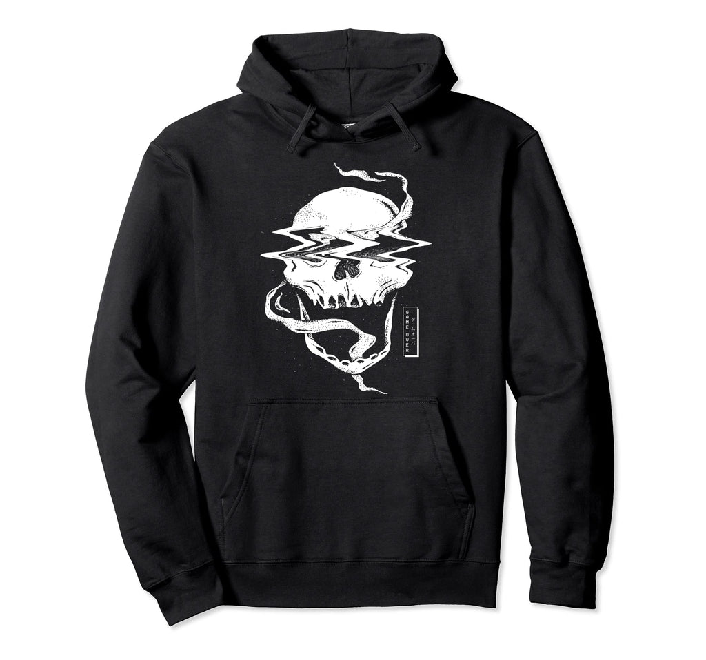 Edgy Skull Game Over Vaporwave Hoodie - Streetwear Style for Adults - T-Shirt, Sweatshirt, Hoodie