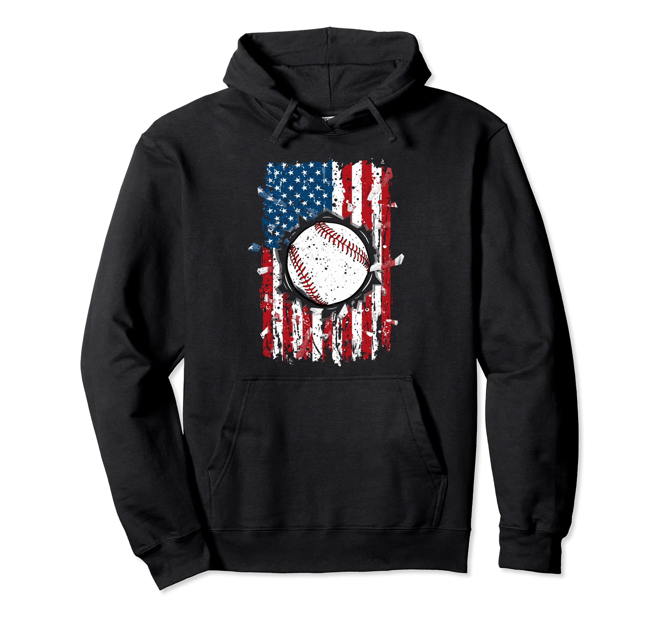 American Flag Baseball Patriotic Us Hoodie - Streetwear Style Men Women - T-Shirt, Sweatshirt, Hoodie