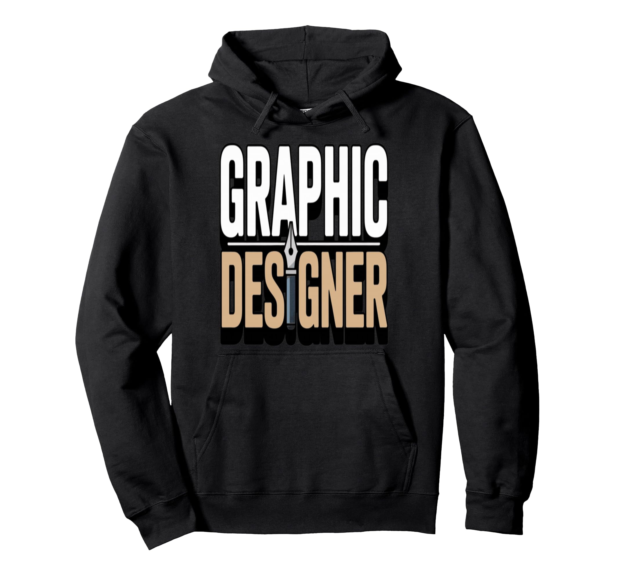 Designer Typography Pen Icon Hoodie - Aesthetic Graphic Unisex - T-Shirt, Sweatshirt, Hoodie