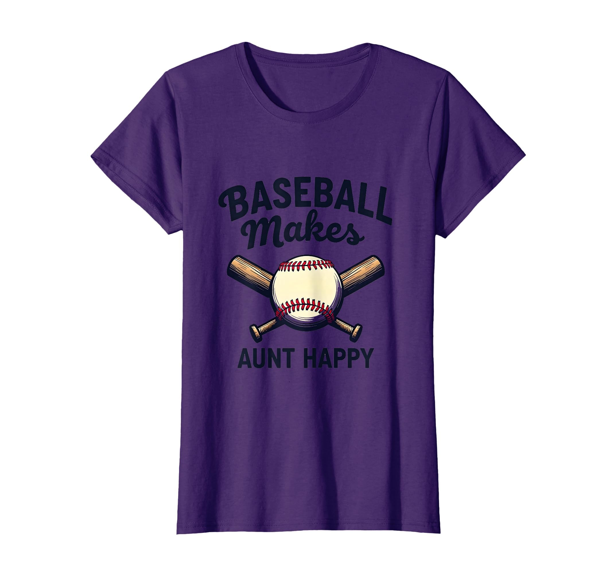 Baseball Makes Aunt Happy Sports T-Shirt - Minimalist Print Men Women - T-Shirt, Sweatshirt, Hoodie