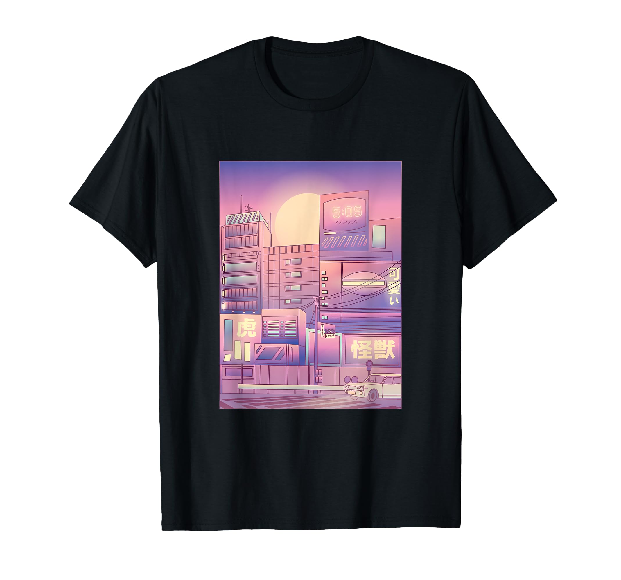 Synthwave Vaporwave Aesthetic City T-Shirt - Fun Novelty Design for Adults - T-Shirt, Sweatshirt, Hoodie