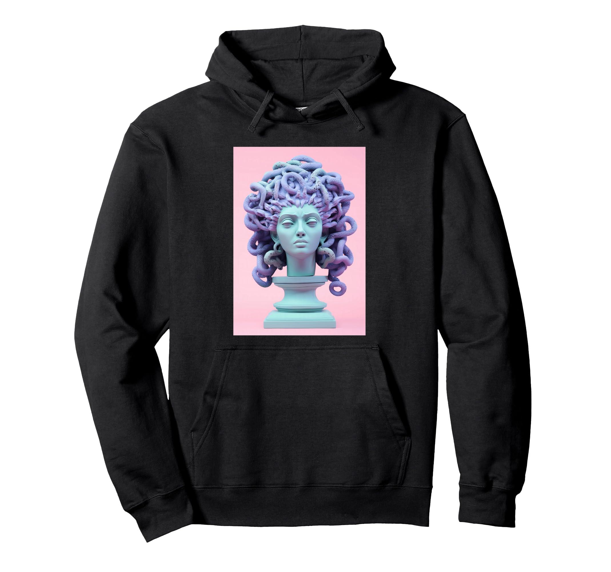 Vaporwave Medusa Statue Aesthetic Hoodie - Fun Novelty Design Men Women - T-Shirt, Sweatshirt, Hoodie