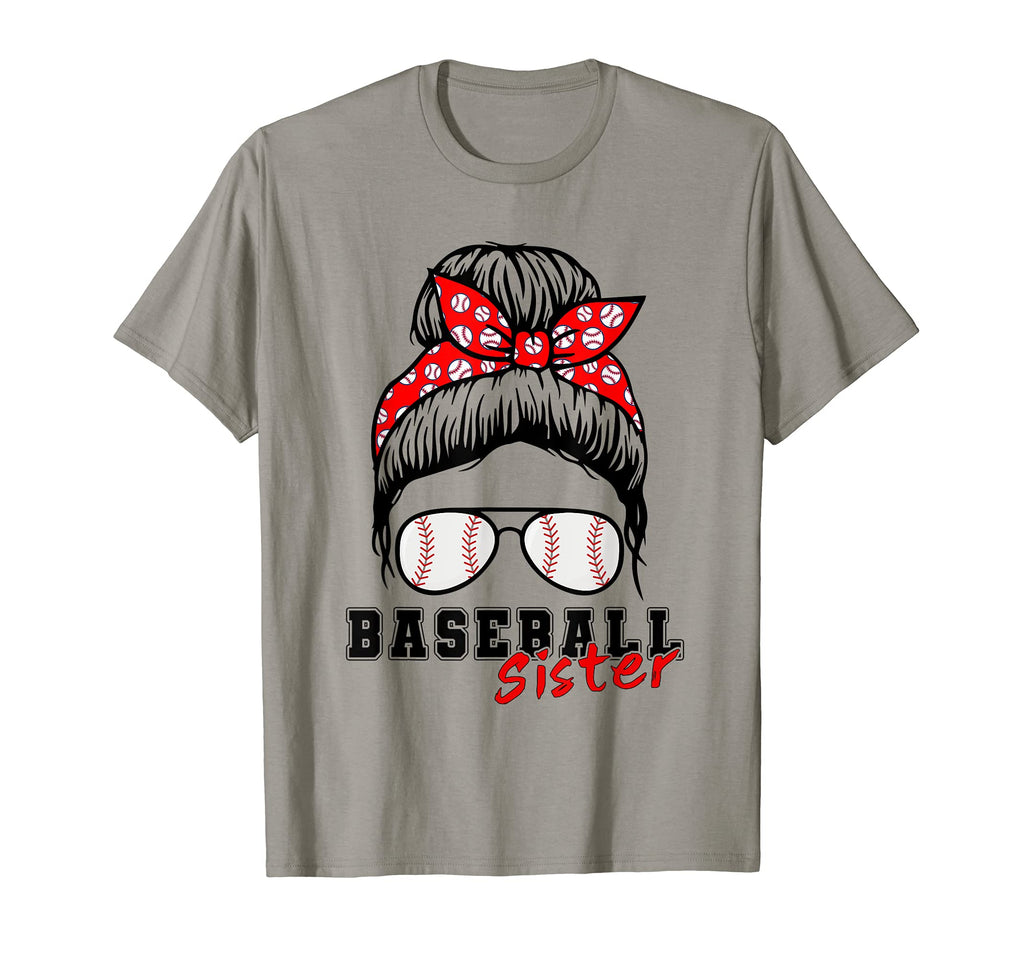 Baseball Sister Proud Sister Messy Bun T-Shirt - Custom Art Print Unisex - T-Shirt, Sweatshirt, Hoodie