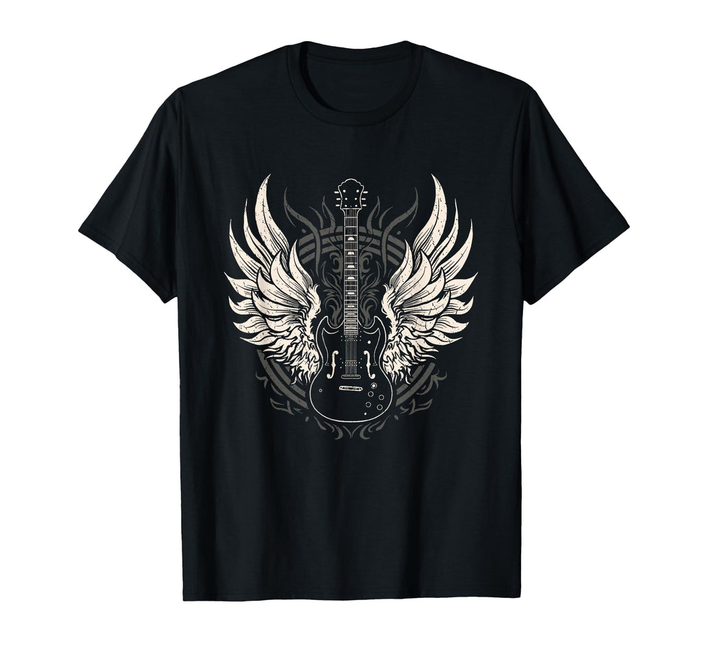 Electric Guitar Angel Wings Gift T-Shirt - Aesthetic Graphic Men Women - T-Shirt, Sweatshirt, Hoodie