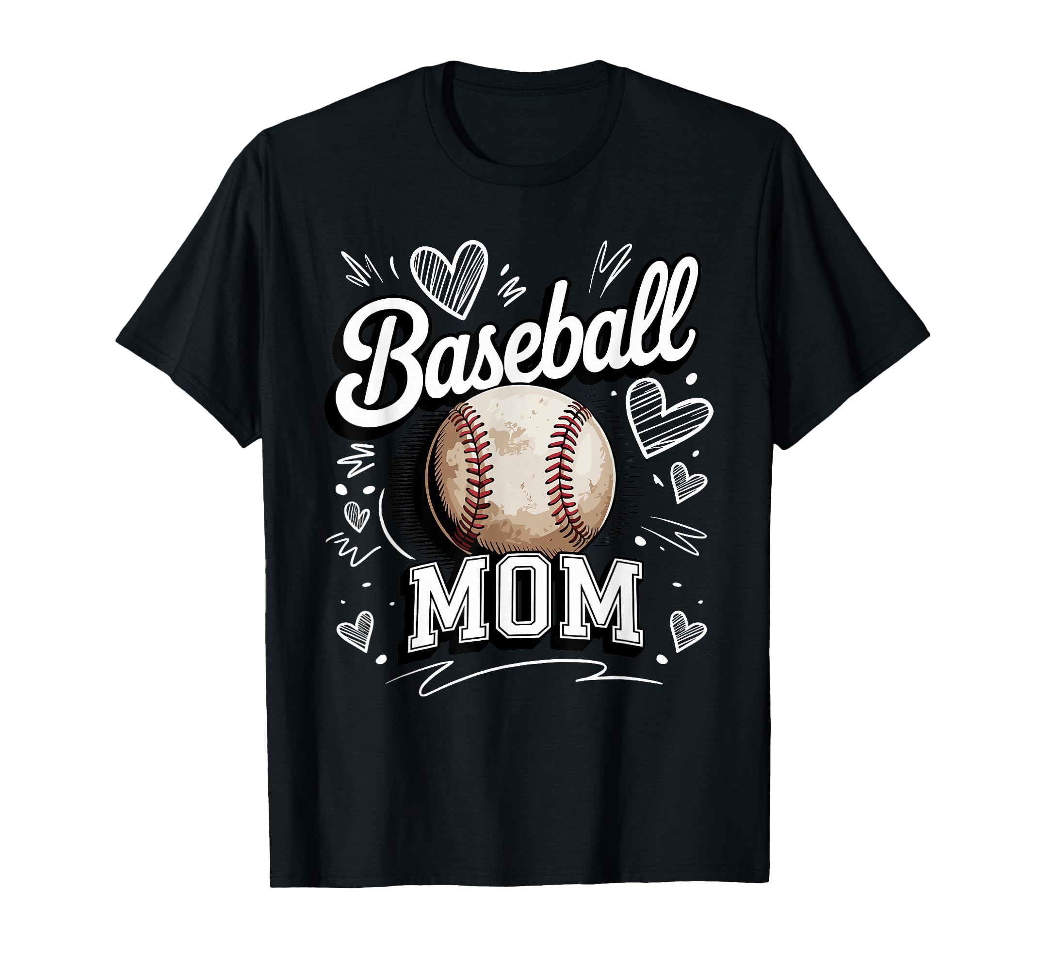 Baseball Mom Heart Game Day Support T-Shirt - Custom Art Print Unisex - T-Shirt, Sweatshirt, Hoodie