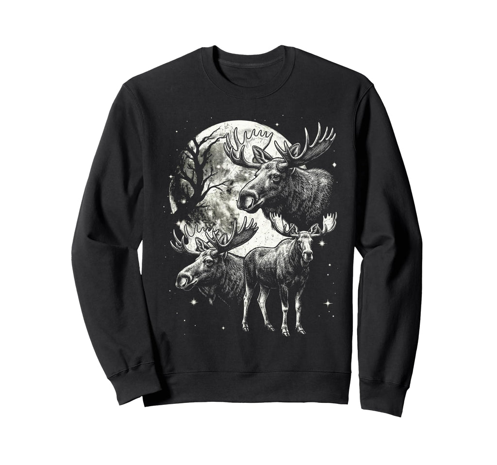 Moose 90S Aesthetic Y2K Moose Moon Sweatshirt - Custom Art Print Unisex - T-Shirt, Sweatshirt, Hoodie