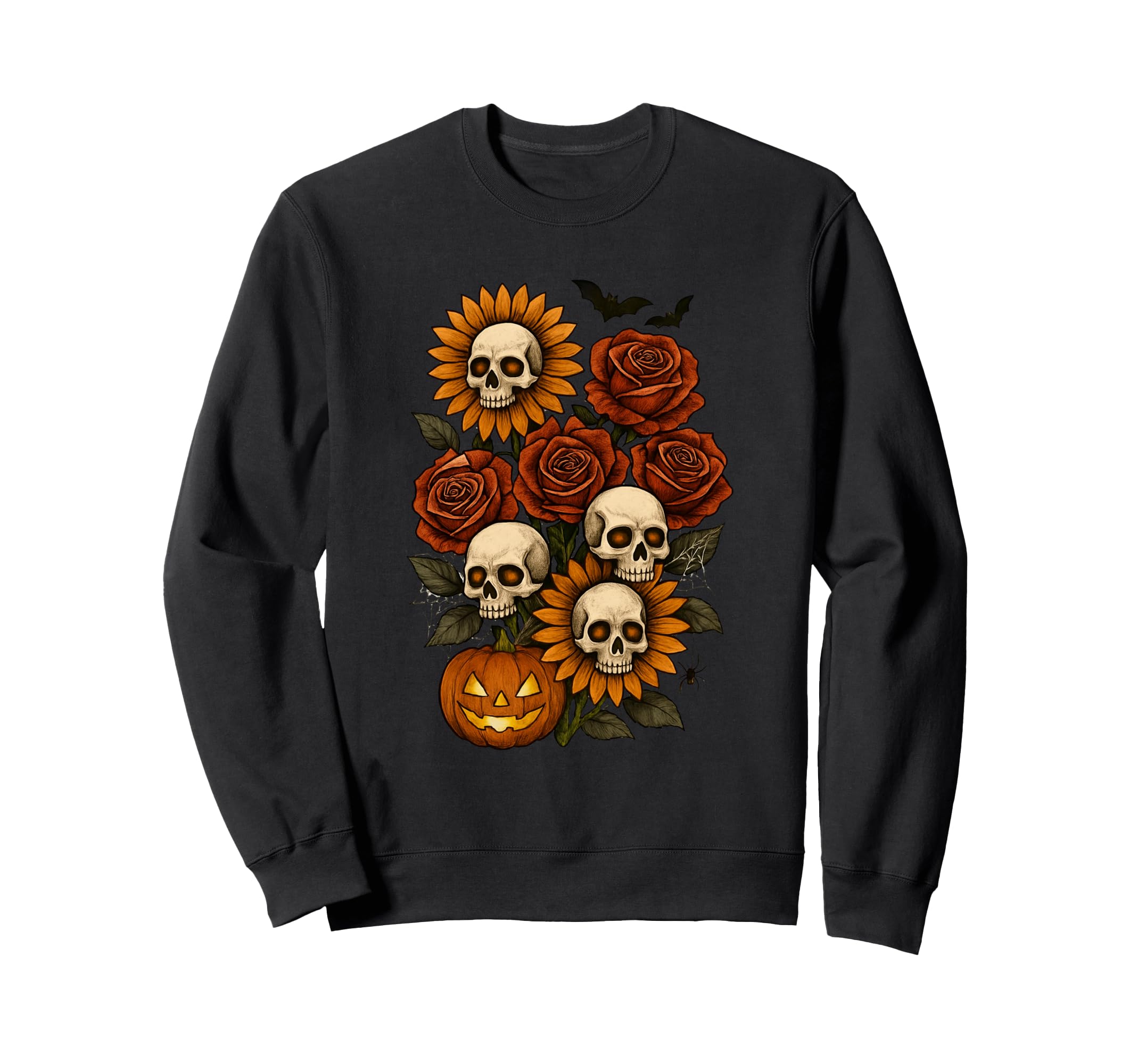 Skull Sunflowers Gothic Goth Creepy Sweatshirt - Graphic Print Men Women - T-Shirt, Sweatshirt, Hoodie
