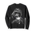 Gorilla Drinking Iced Coffee Funny Sweatshirt - Trendy Graphic for Adults - T-Shirt, Sweatshirt, Hoodie
