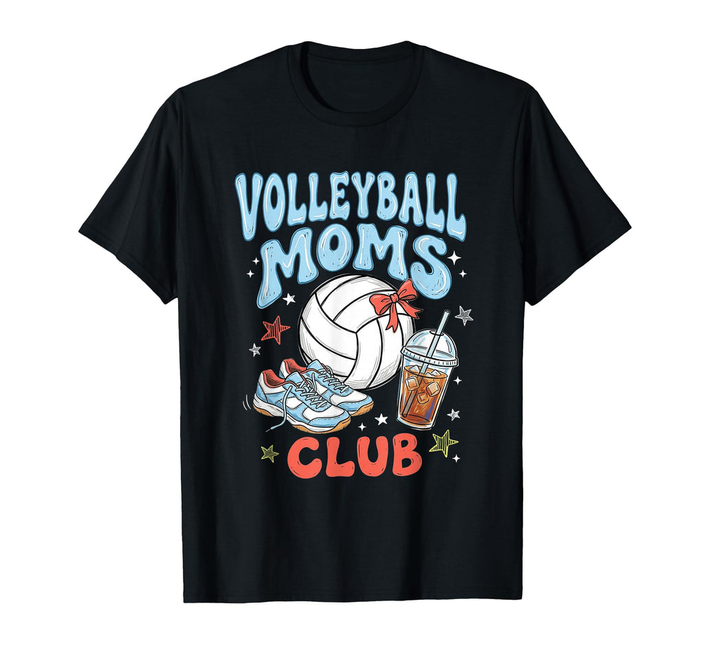 Volleyball Moms Club Coquette Bow T-Shirt - Aesthetic Graphic Unisex - T-Shirt, Sweatshirt, Hoodie