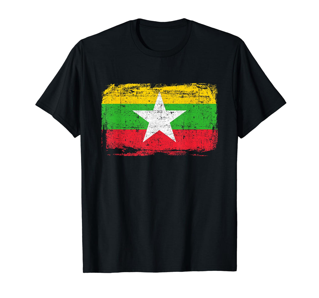 Myanmar Flag Distressed T-Shirt - Custom Art Print Unisex - T-Shirt, Sweatshirt, Hoodie