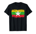 Myanmar Flag Distressed T-Shirt - Custom Art Print Unisex - T-Shirt, Sweatshirt, Hoodie