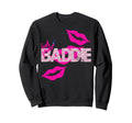 Pwr Baddie Lips Money Pattern Sweatshirt - Fun Novelty Design Men Women - T-Shirt, Sweatshirt, Hoodie