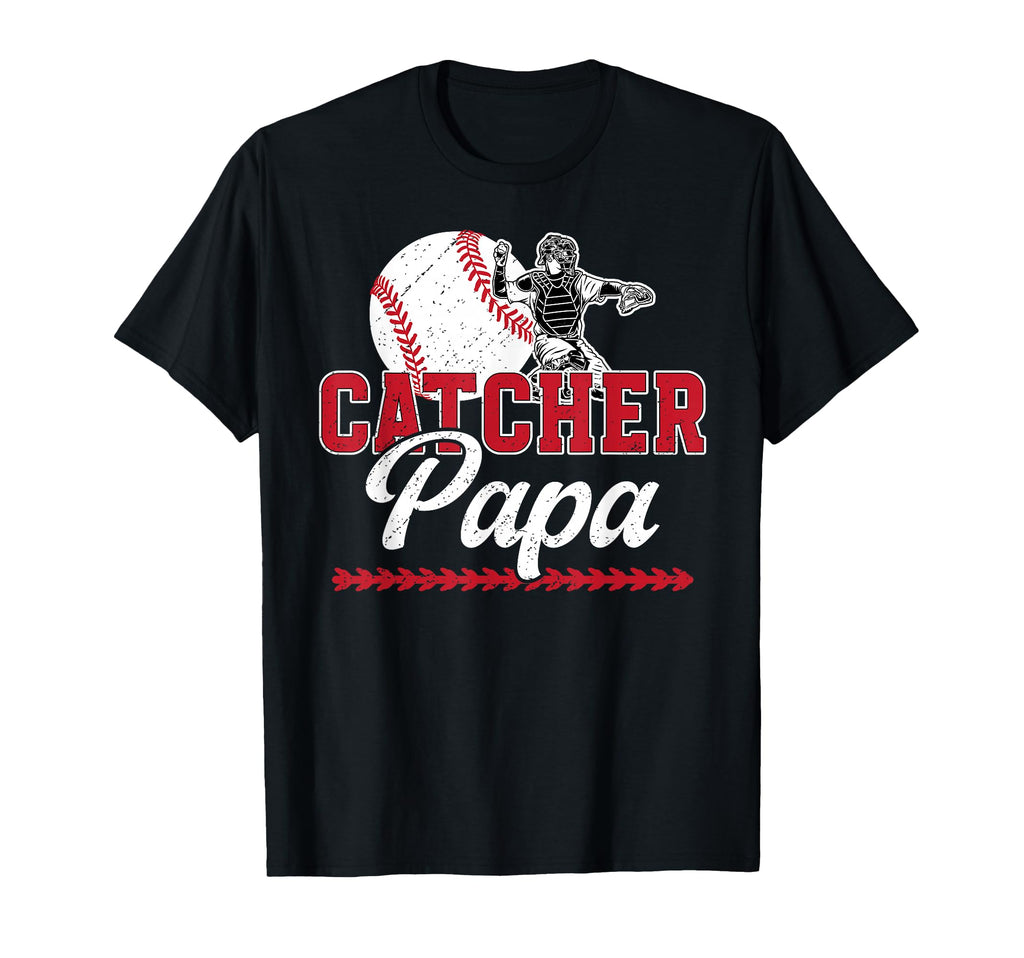 Baseball Catcher Papa Proud Papa Baseball T-Shirt - Graphic Print Unisex - T-Shirt, Sweatshirt, Hoodie