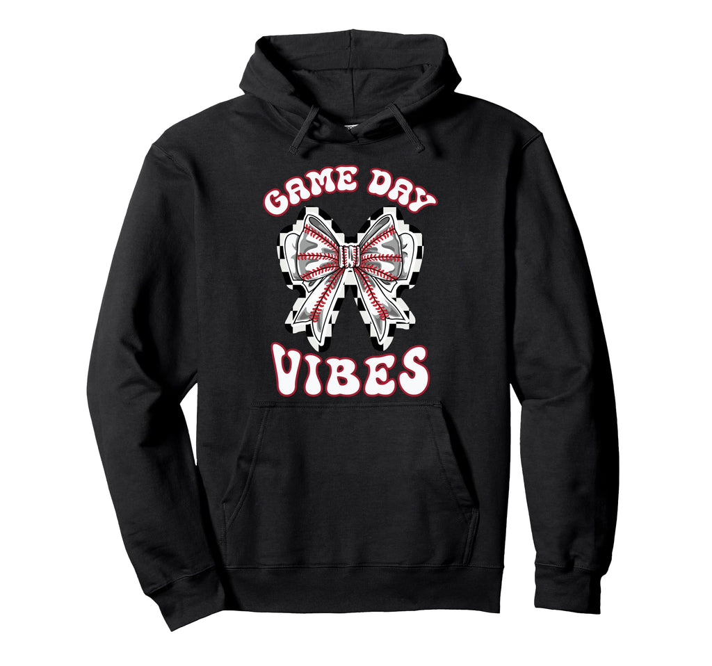 Baseball Mom Coquette Bow Game Day Vibes Hoodie - Custom Art Print Unisex - T-Shirt, Sweatshirt, Hoodie