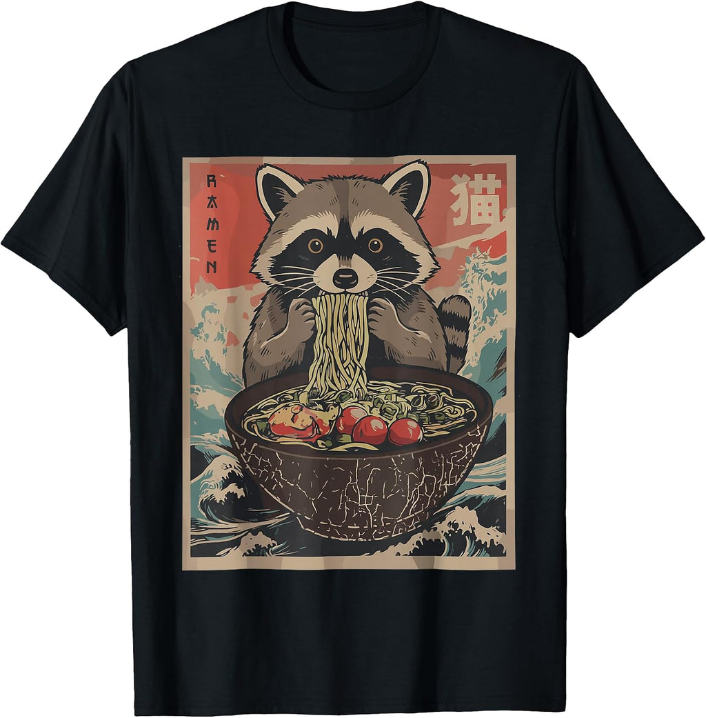 Anime Gifts For Men Japanese Raccoon Ramen Noodles - Adult & Kids T-Shirts, Sweatshirts & Hoodies apparel design preview 1