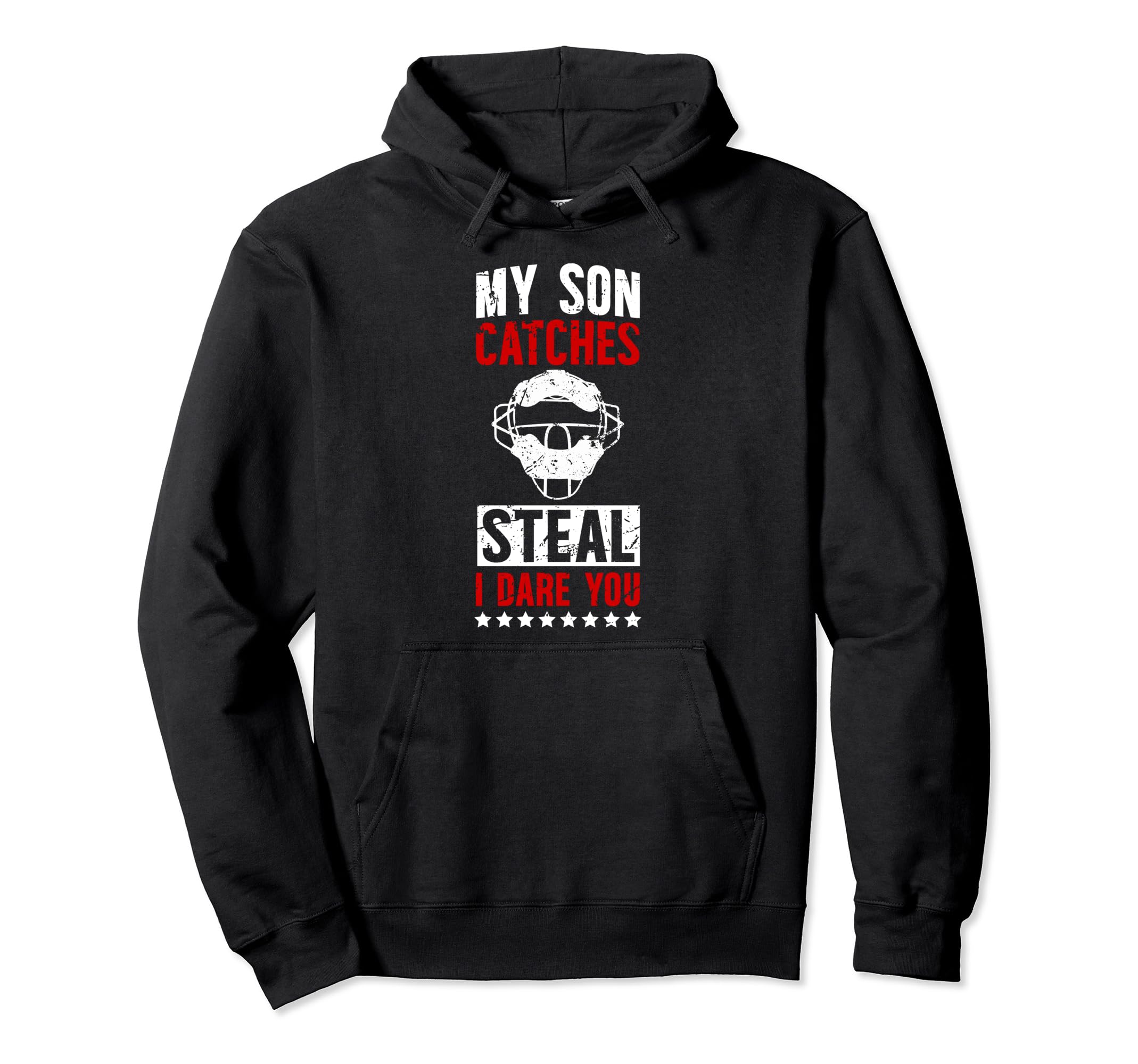 My Son Catches Baseball Catcher Dad Hoodie - Minimalist Print for Adults - T-Shirt, Sweatshirt, Hoodie