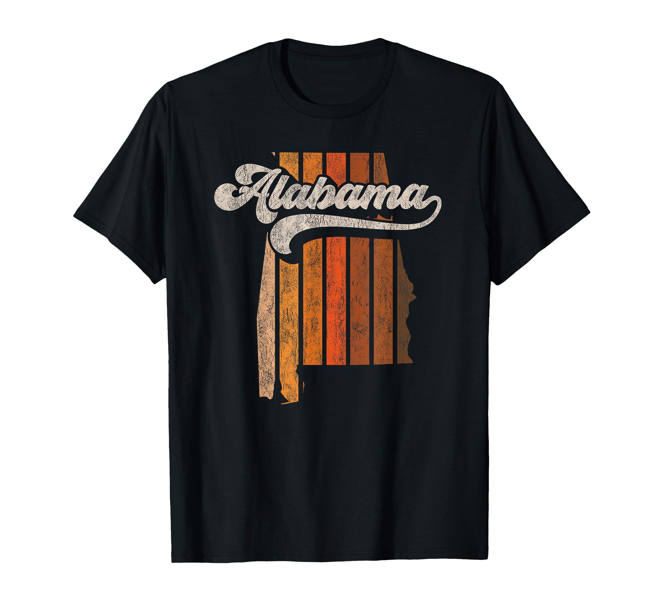 Alabama 70S Stripes Silhouette Distressed T-Shirt - Novelty Apparel Unisex - T-Shirt, Sweatshirt, Hoodie