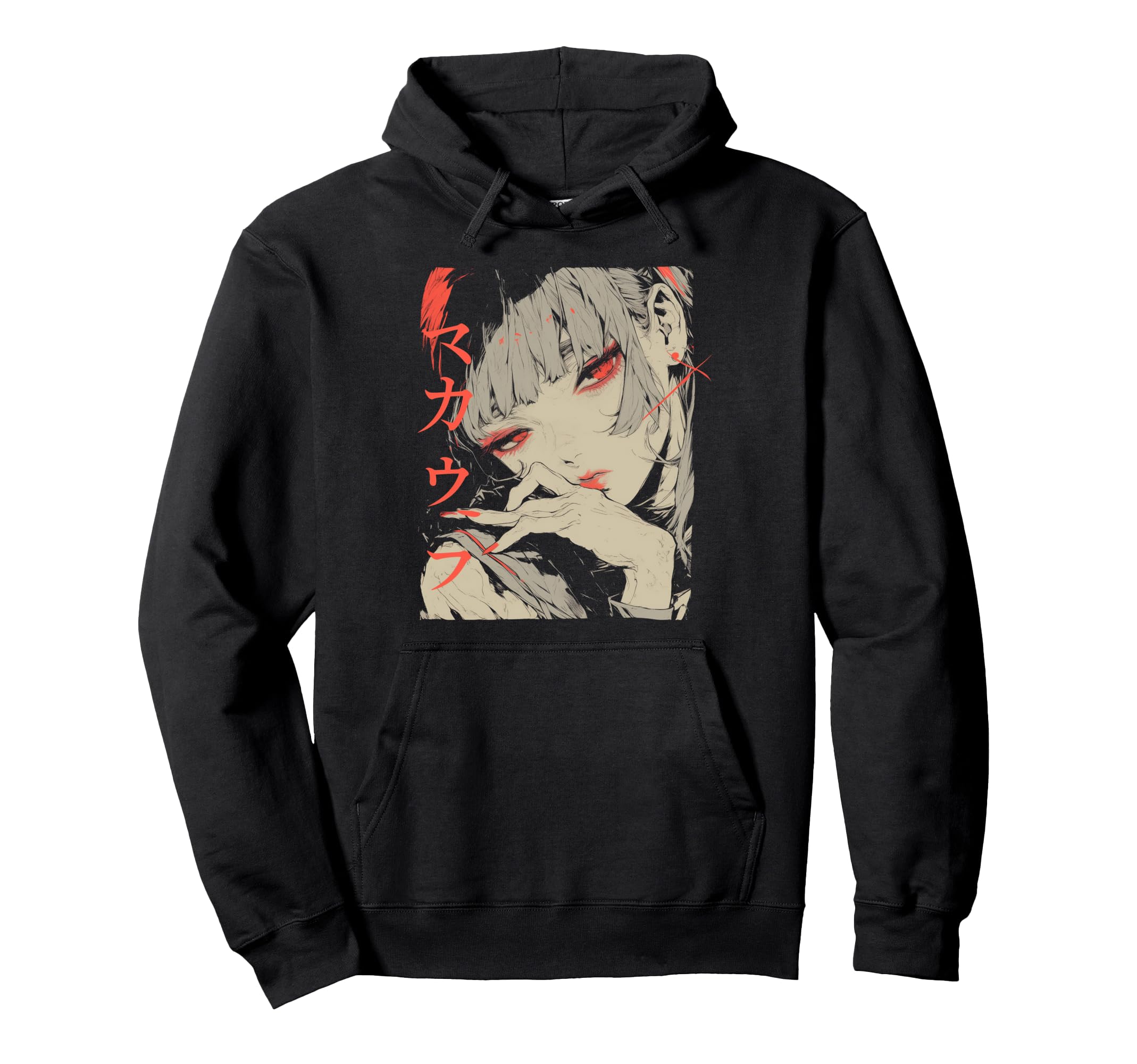Goth Grunge Demon Anime Waifu Horror Alt Hoodie - Graphic Print for Adults - T-Shirt, Sweatshirt, Hoodie