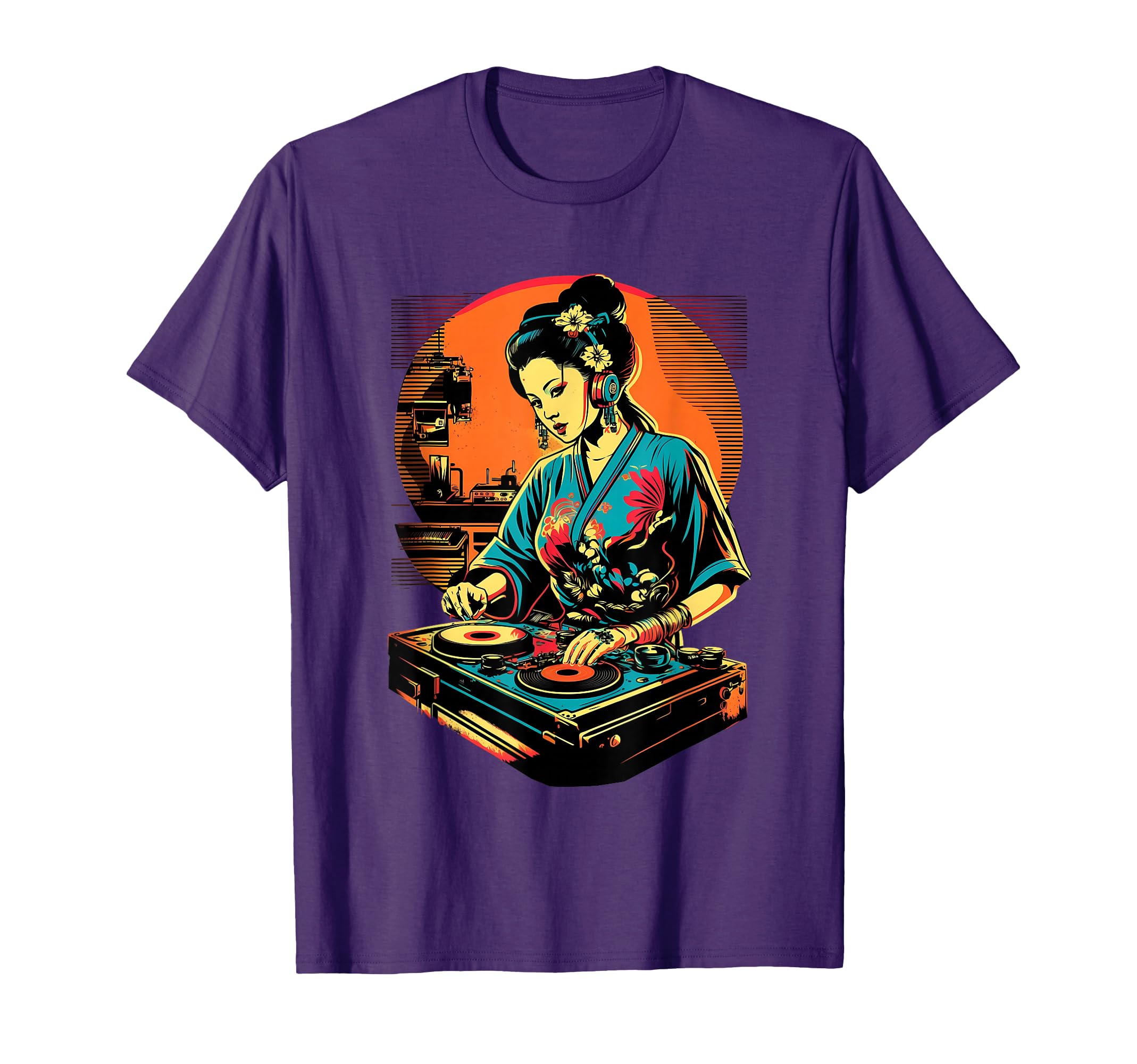 Geisha Dj Edm Japanese Kimono T-Shirt - Casual Everyday Wear for Adults - T-Shirt, Sweatshirt, Hoodie