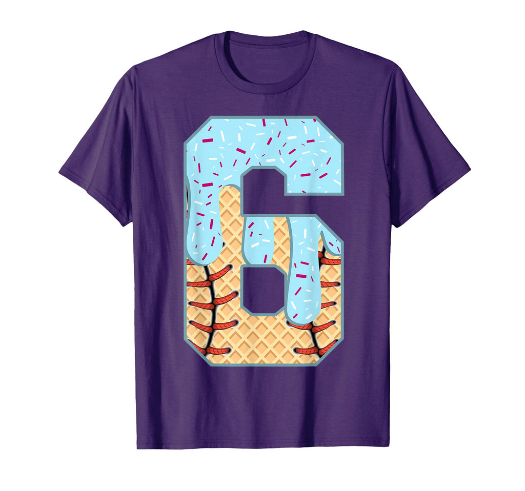 Baseball Drip 6 Year Old Ice Cream T-Shirt - Minimalist Print for Adults - T-Shirt, Sweatshirt, Hoodie