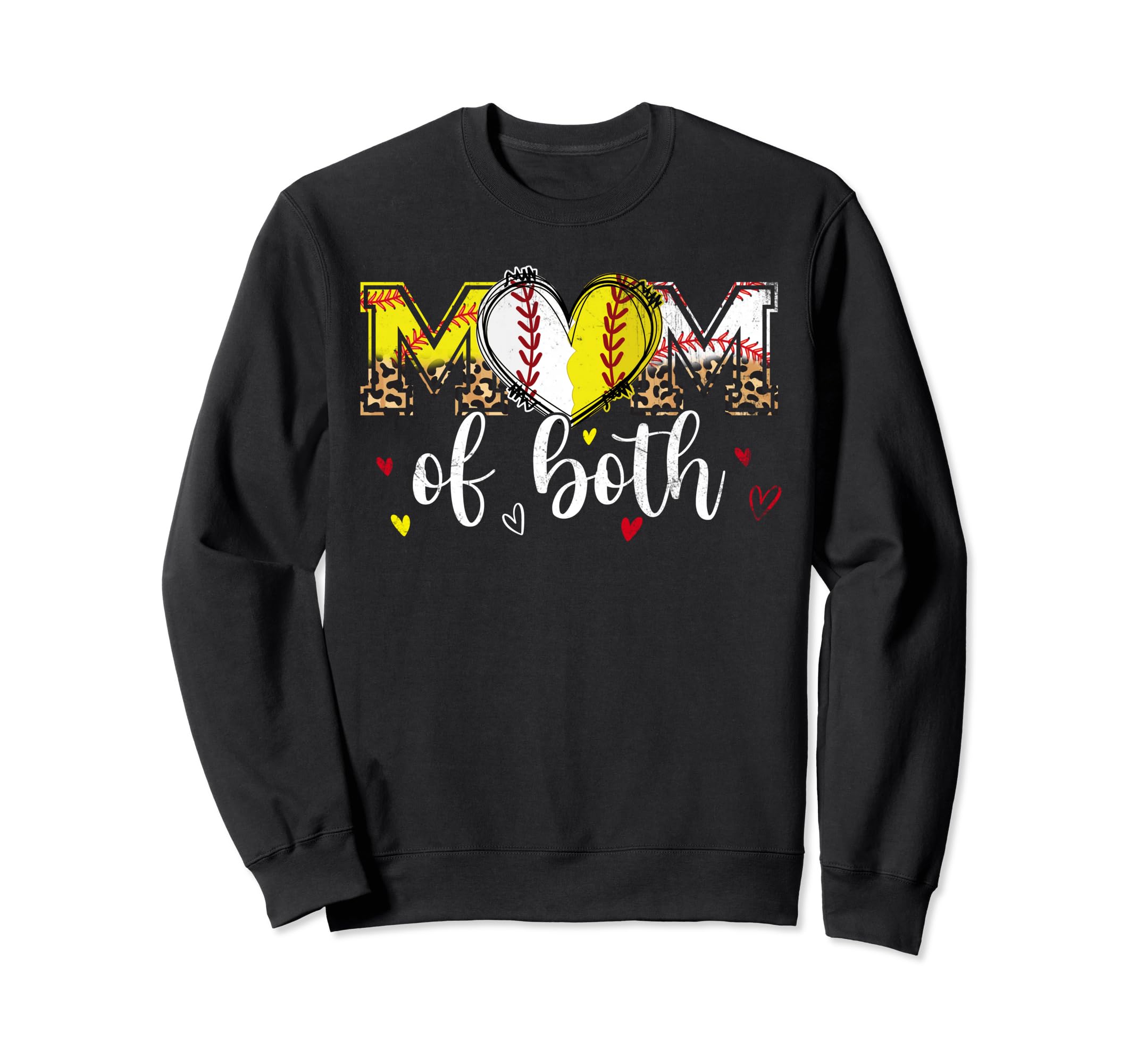 Mom Both Baseball Softball Heart Sweatshirt - Fun Novelty Design Unisex - T-Shirt, Sweatshirt, Hoodie