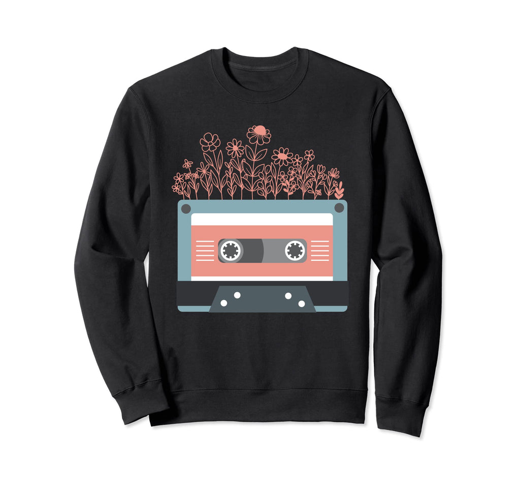 Pastel Floral Flower Cassette Tape Sweatshirt - Novelty Apparel Unisex - T-Shirt, Sweatshirt, Hoodie