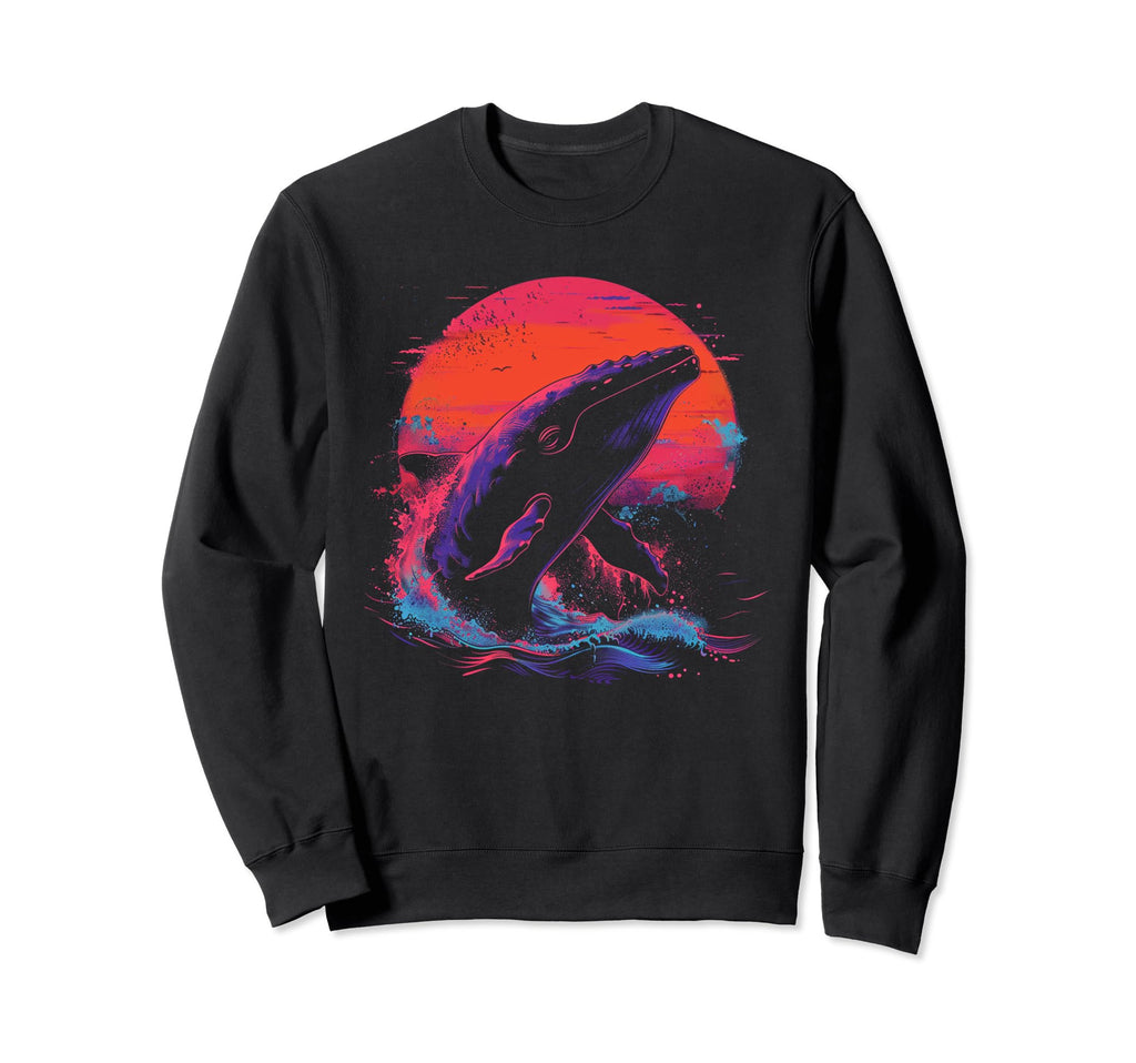 Whale Vaporwave Aesthetic Synthwave Sweatshirt - Graphic Print Men Women - T-Shirt, Sweatshirt, Hoodie