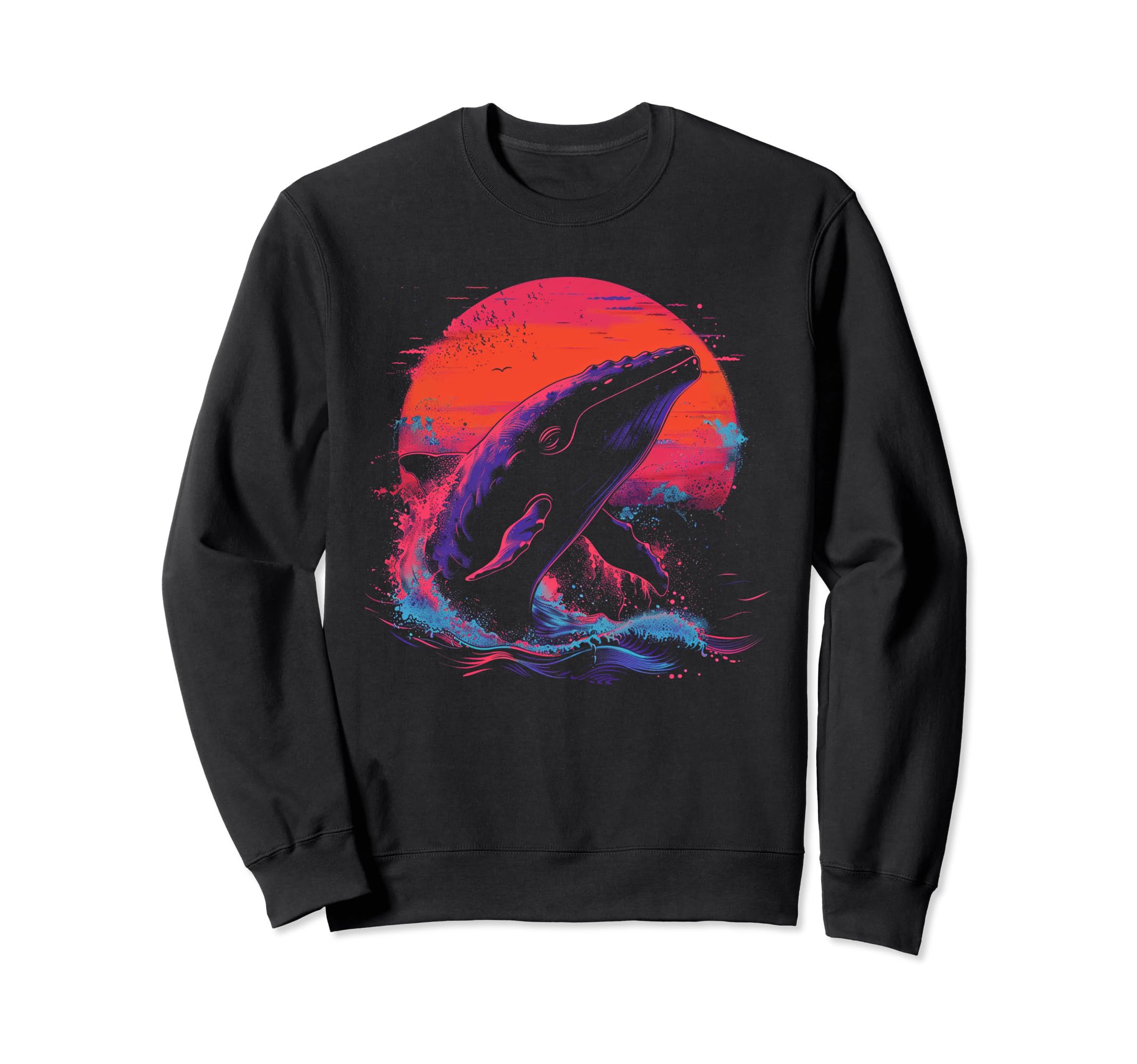 Whale Vaporwave Aesthetic Synthwave Sweatshirt - Graphic Print Men Women - T-Shirt, Sweatshirt, Hoodie