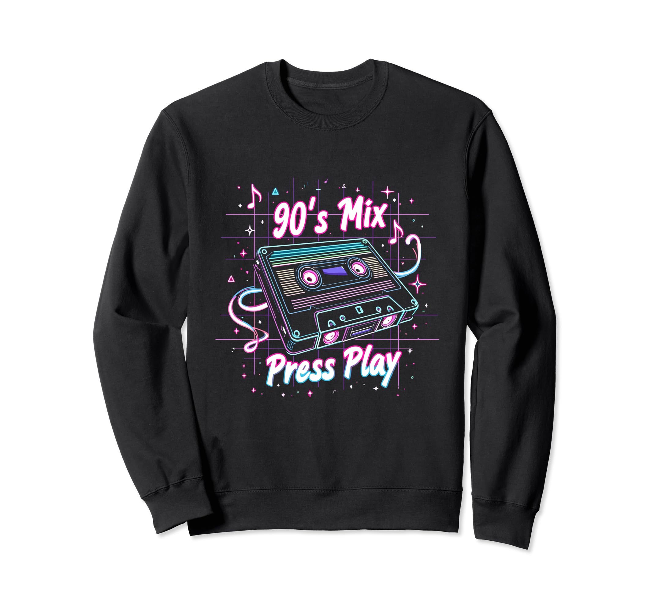 90S Mix Press Play Cassette Tape Sweatshirt - Aesthetic Graphic for Adults - T-Shirt, Sweatshirt, Hoodie