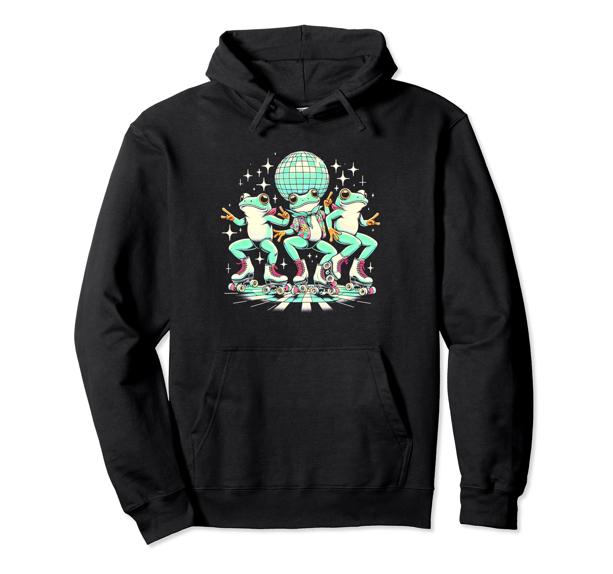 70S Groovy Hippie Frogs Disco Hoodie - Fun Novelty Design for Adults - T-Shirt, Sweatshirt, Hoodie