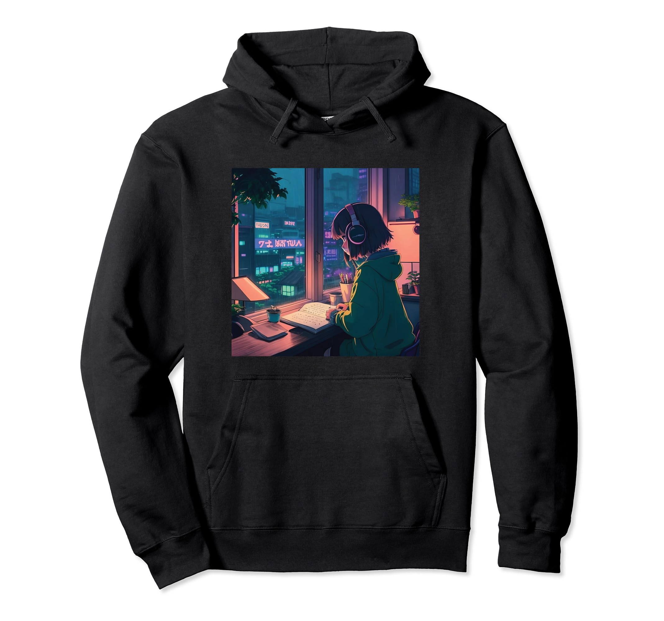 Lofi Anime Headphones 90S Vaporwave Hoodie - Trendy Graphic Men Women - T-Shirt, Sweatshirt, Hoodie