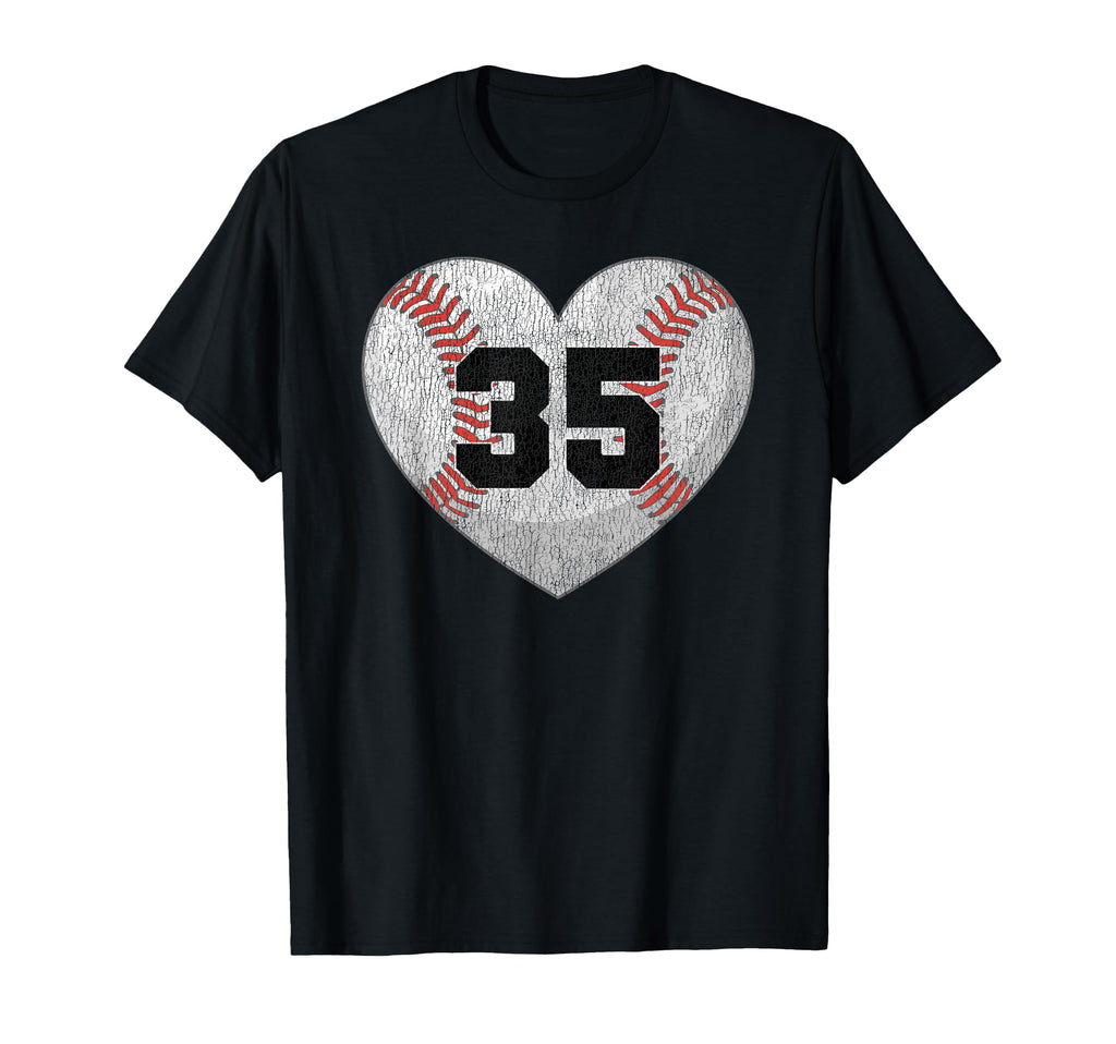 Baseball Number 35 Distressed T-Shirt - Casual Everyday Wear Men Women - T-Shirt, Sweatshirt, Hoodie